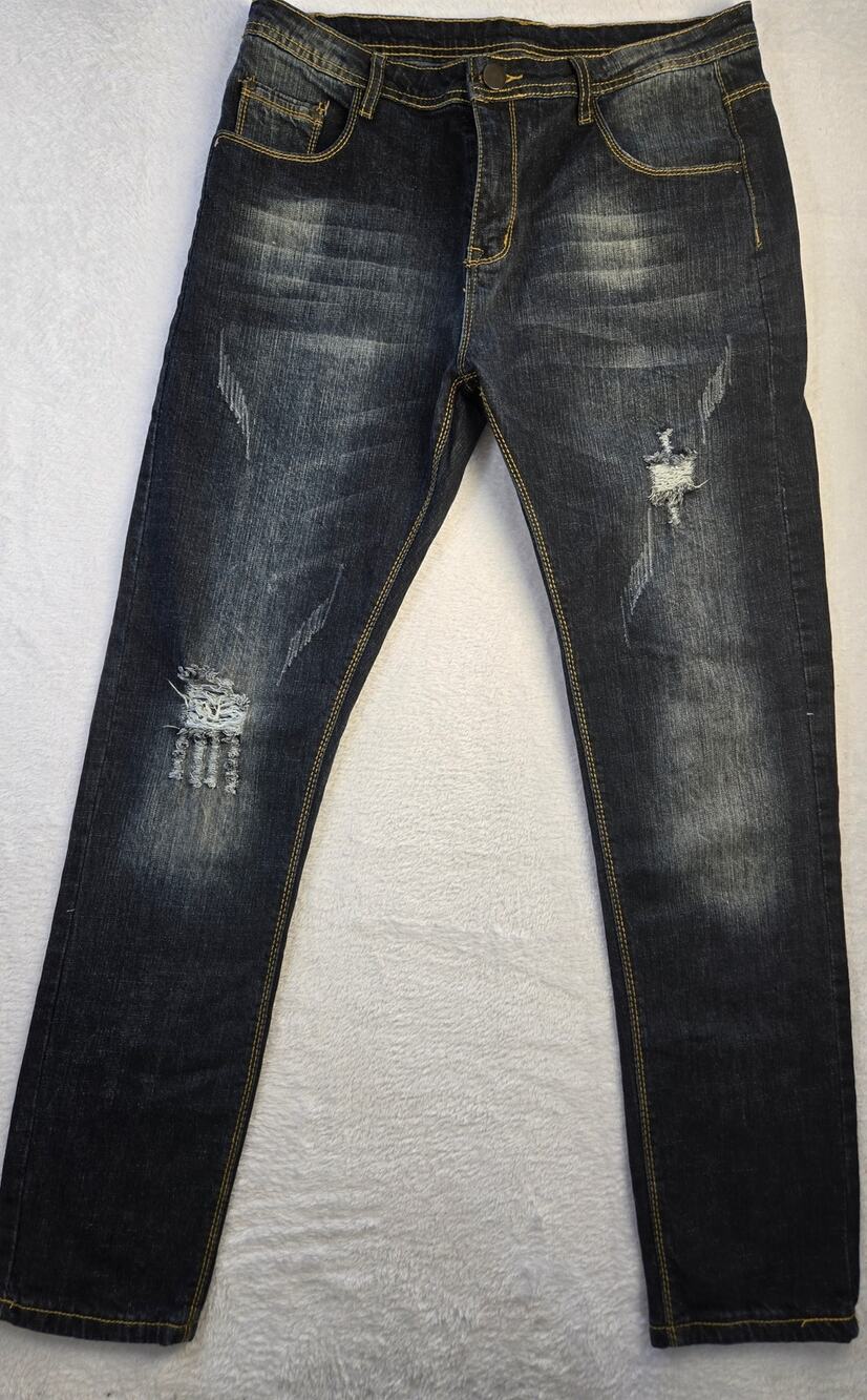 SHEIN Mens Distressed Bootcut Jeans Blue Denim Size 32